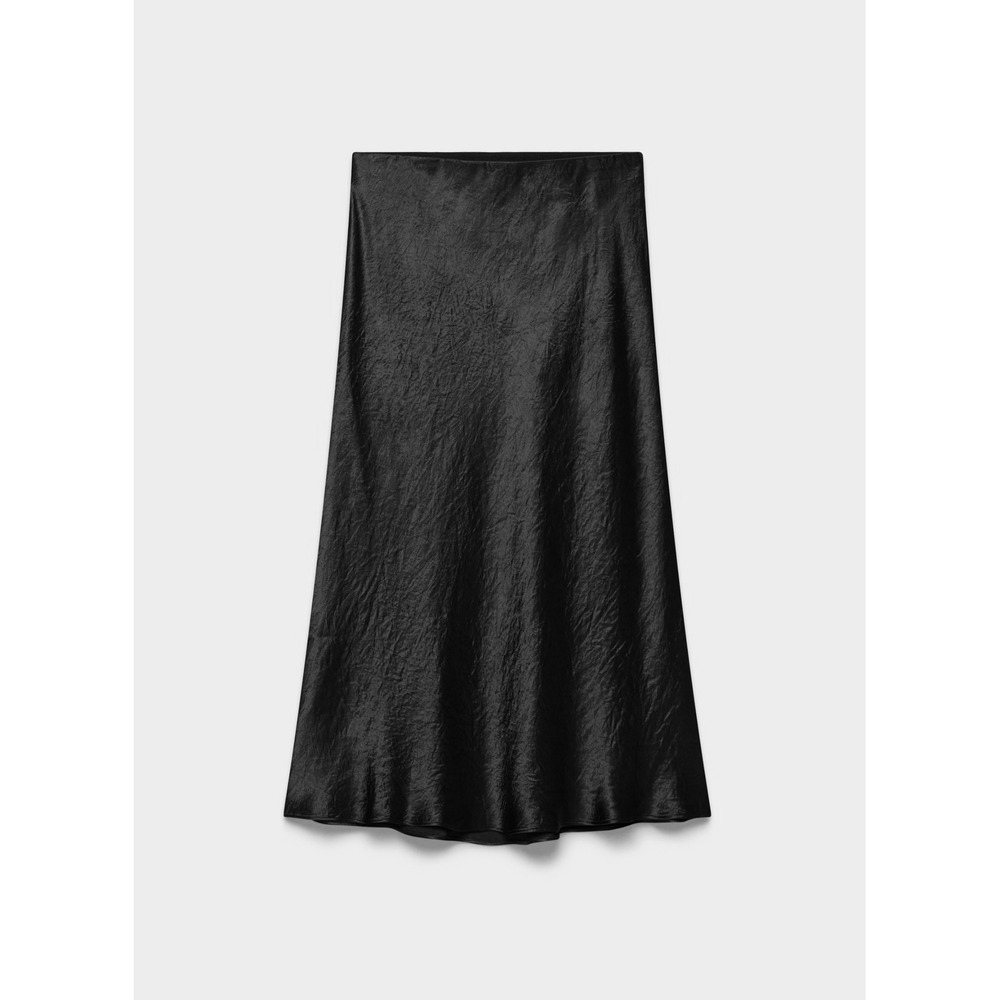 Babaton Aritzia Slip Satin Midi Skirt Black Size 10 Crinkled Bias Cut 99837